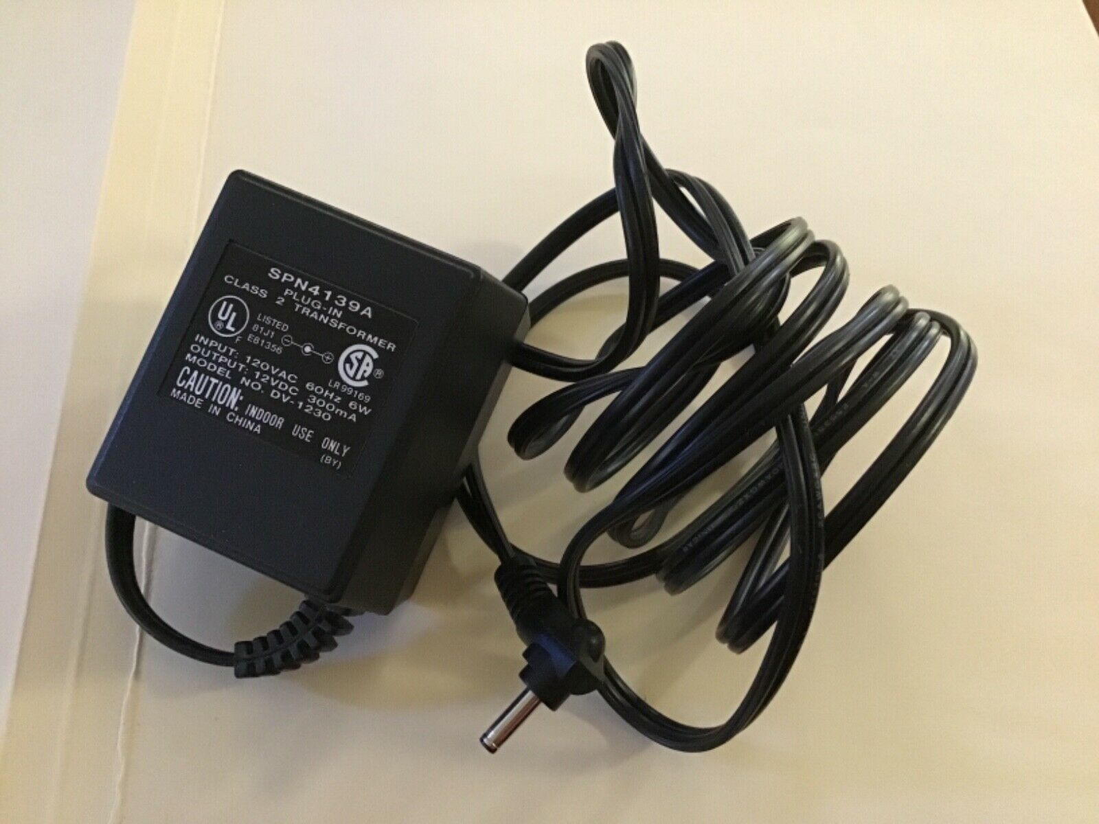 New 12V 300mA SPN4139A DV-1230 Class 2 Transformer Ac Adapter